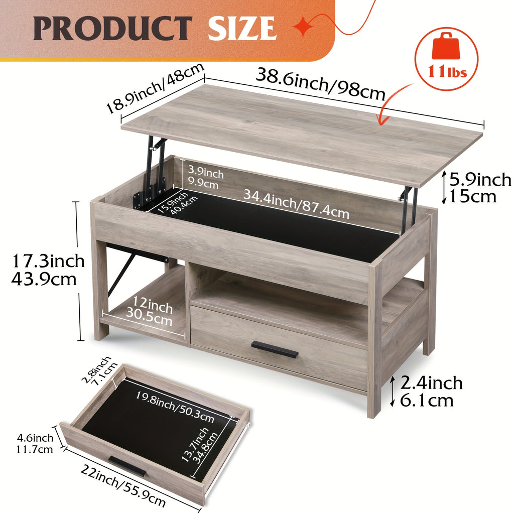 adjustable lift top coffee table storage drawers hidden - Temu