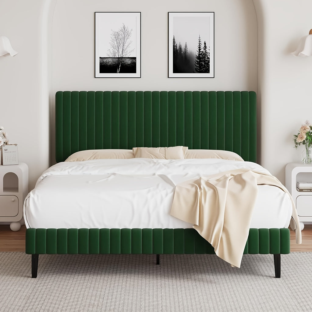 twin full queen king size bed frame velvet upholstered - Temu