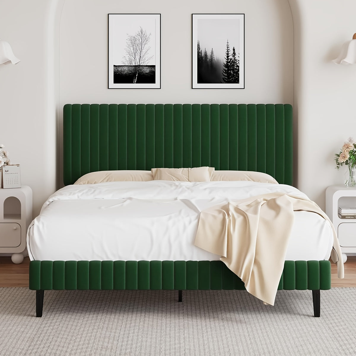 twin full queen king size bed frame velvet upholstered - Temu