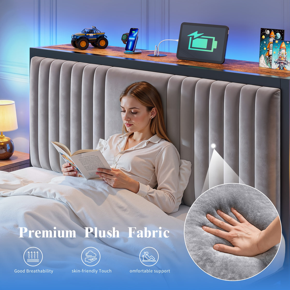 king queen full size velvet bed frame 5 storage drawers - Temu