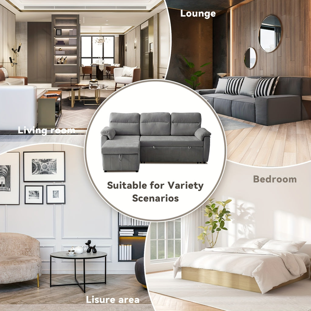 convertible sofa bed a pullout mattress featuring a chaise - Temu