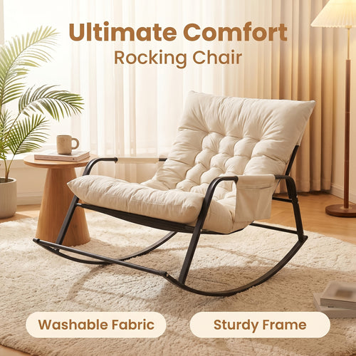 1 person tech fabric rocking chair black   frame - Temu
