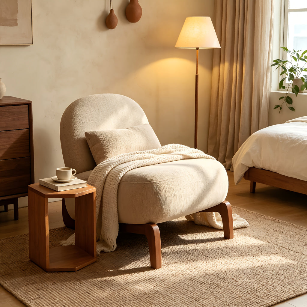 fashionable single person leisure chair solid wood curved - Temu