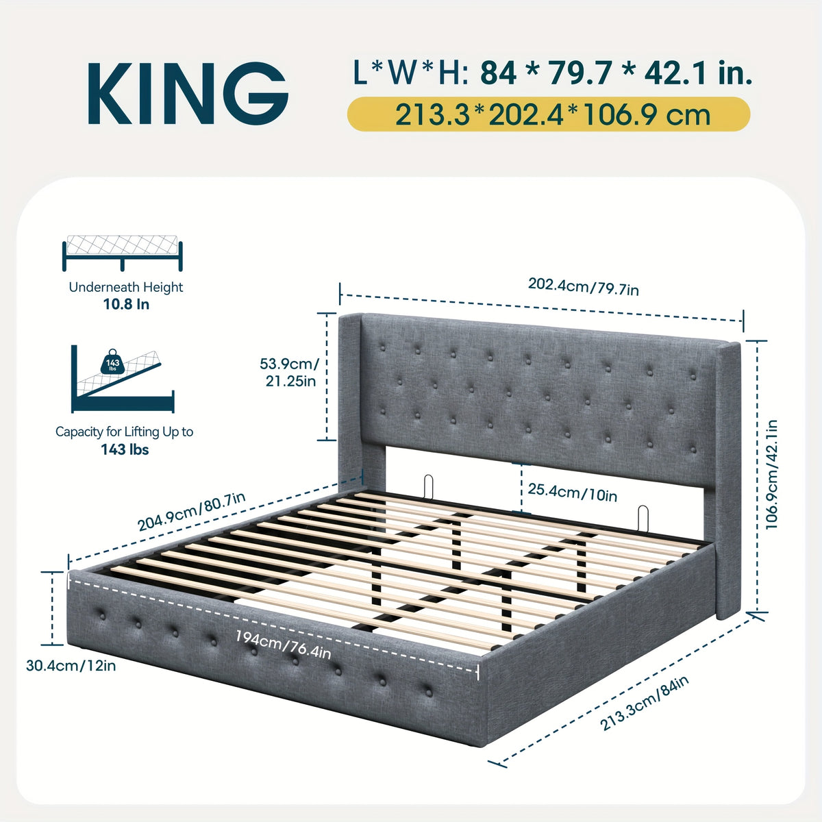 lift storage bed modern wingback upholstered - Temu