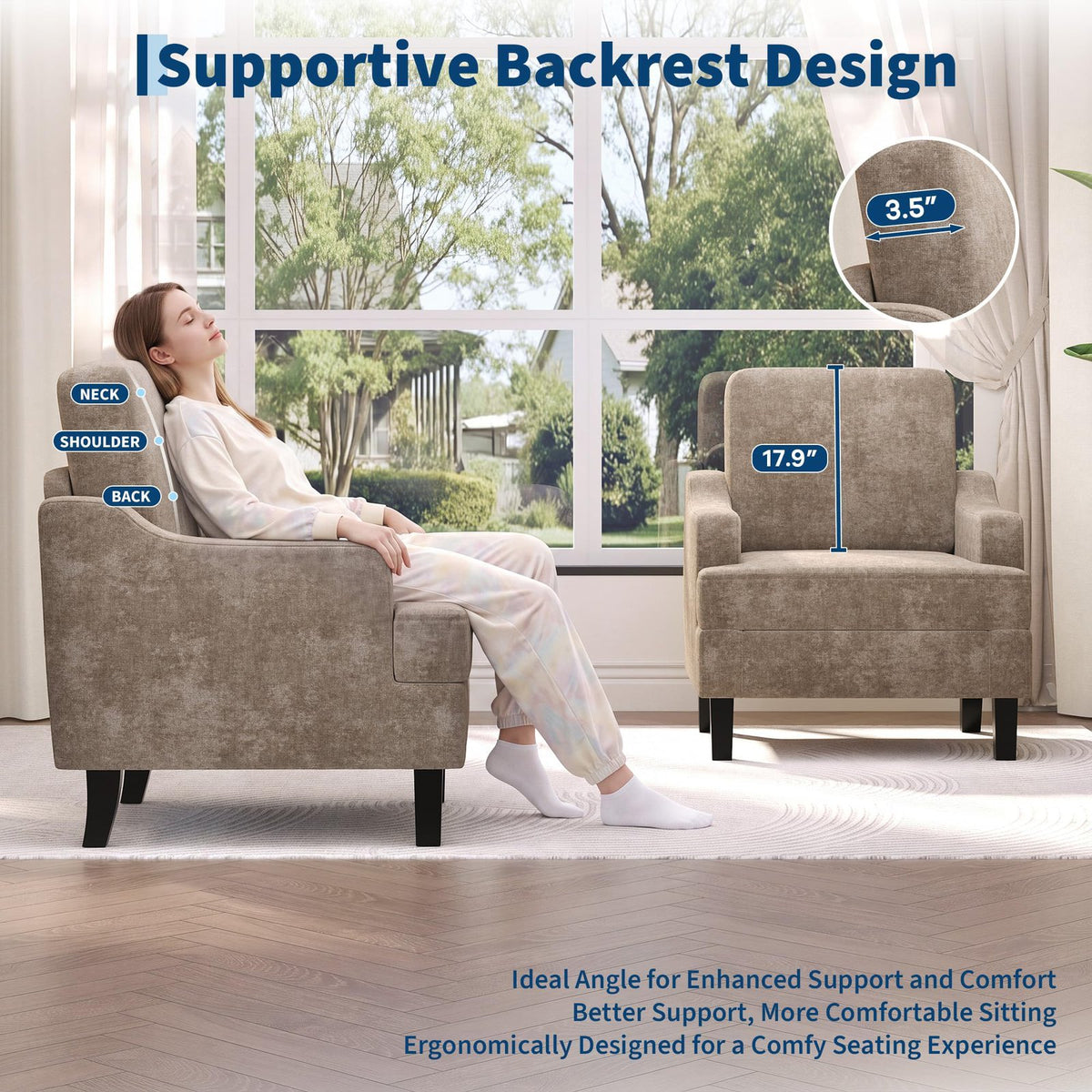 century modern chenille scoop accent chair ergonomic - Temu