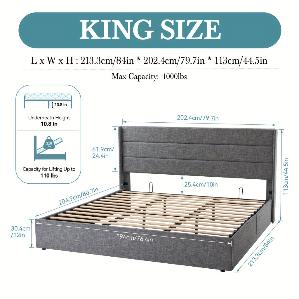full queen king size lift storage upholstered - Temu