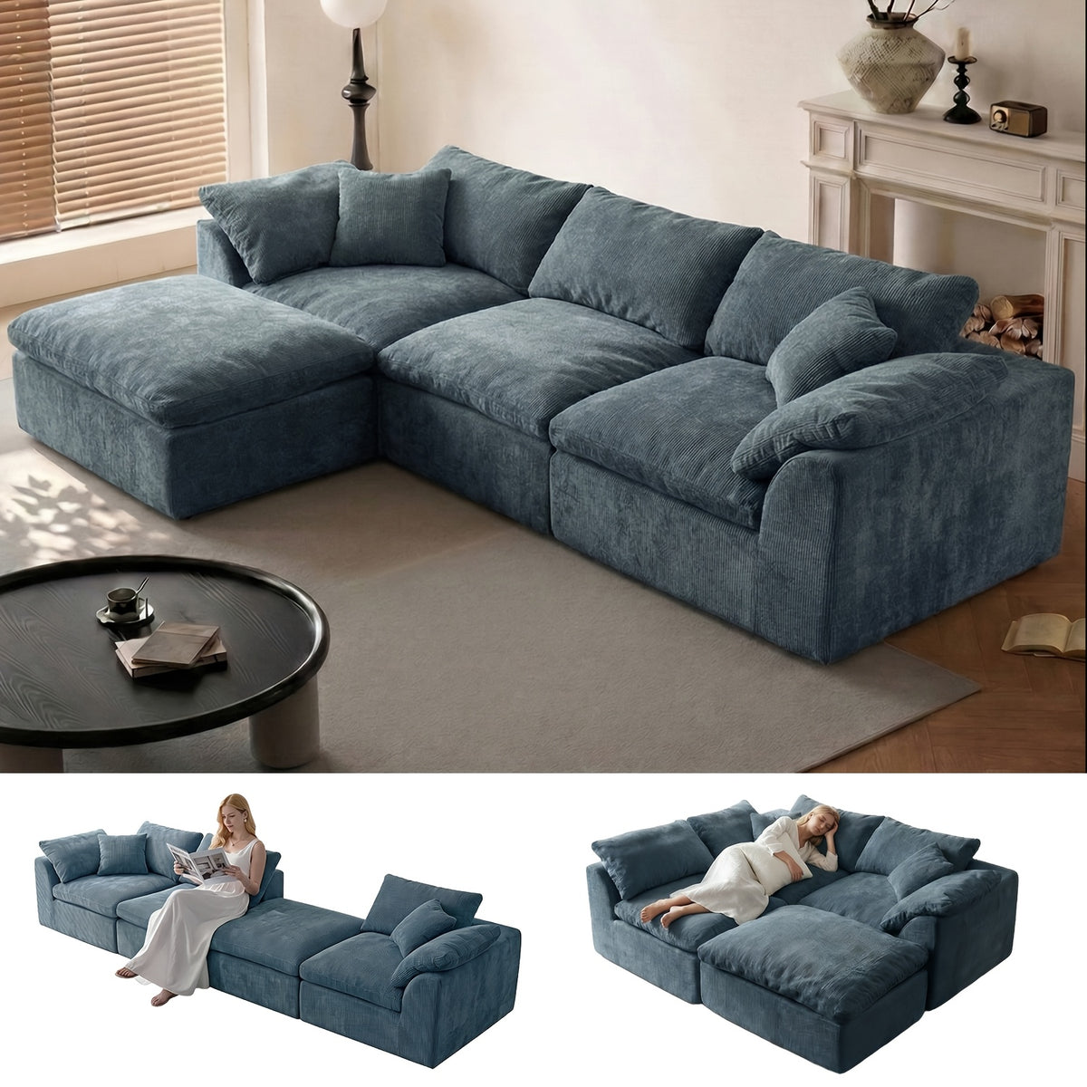 cloud shaped l shaped sofa living room frameless comfortable - Temu