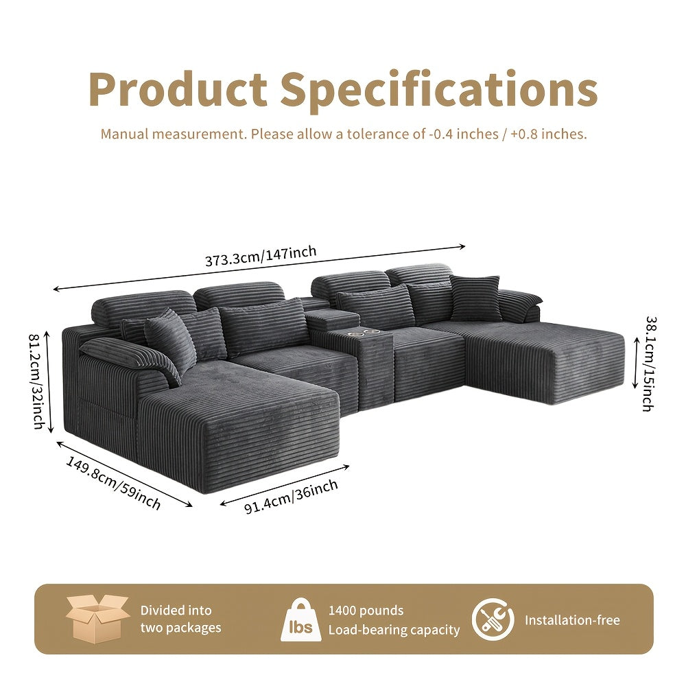 luxury u shaped modular living room sofa cup holders - Temu