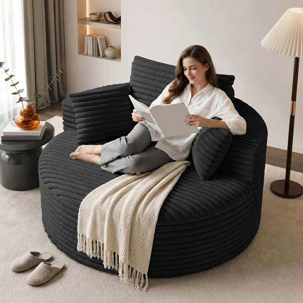 oversized round chaise lounge chair flannel fabric deep seat - Temu