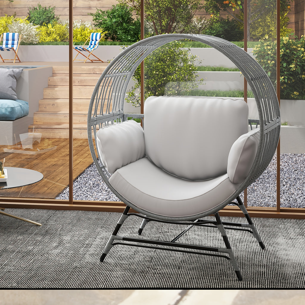 trendy relaxation modern round rattan lounge chair 4 - Temu