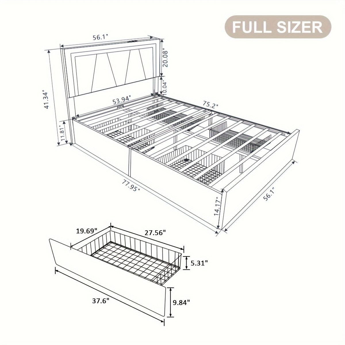 black bed frame 4   drawers led lights adjustable - Temu