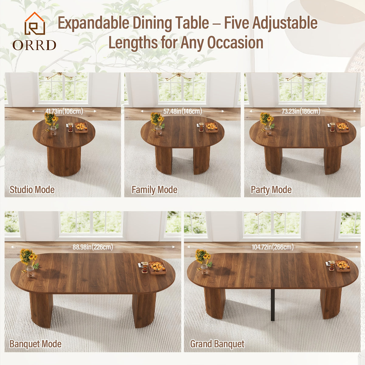 42 105 extendable dining table 4 12 expandable oval - Temu