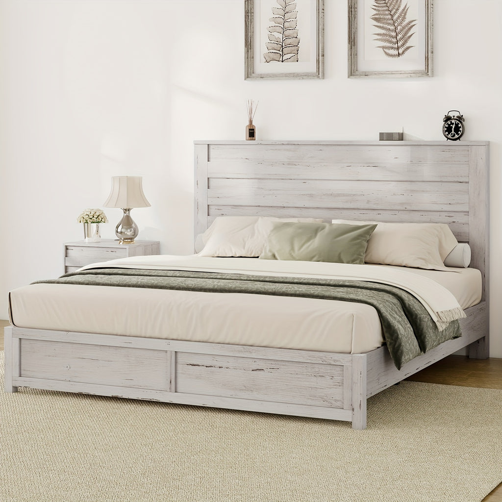 farmhouse bed frame featuring a 49 inch high - Temu