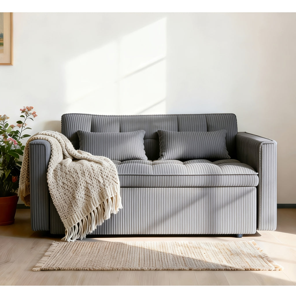 3 in 1 convertible sofa bed 54 inch striped velvet pull sofa - Temu