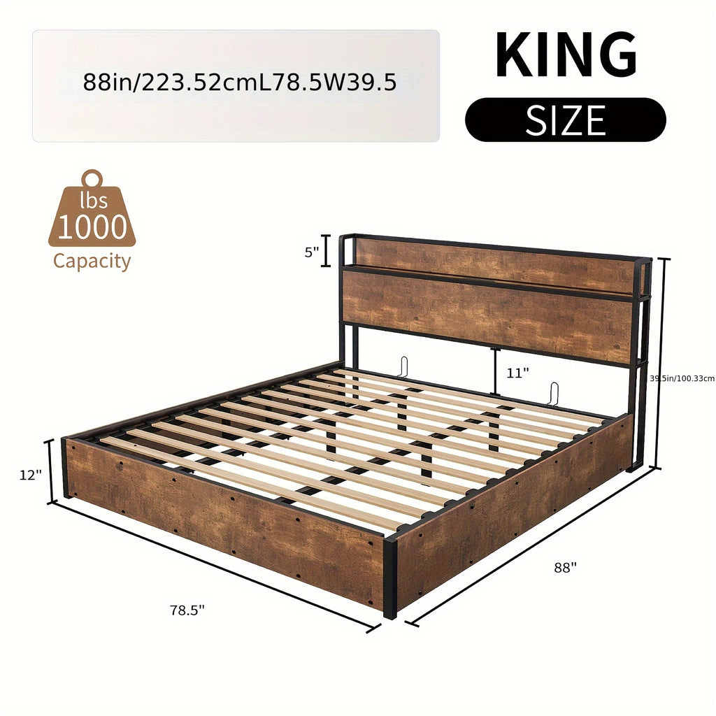 full queen king size lift storage bed wood platform bed - Temu
