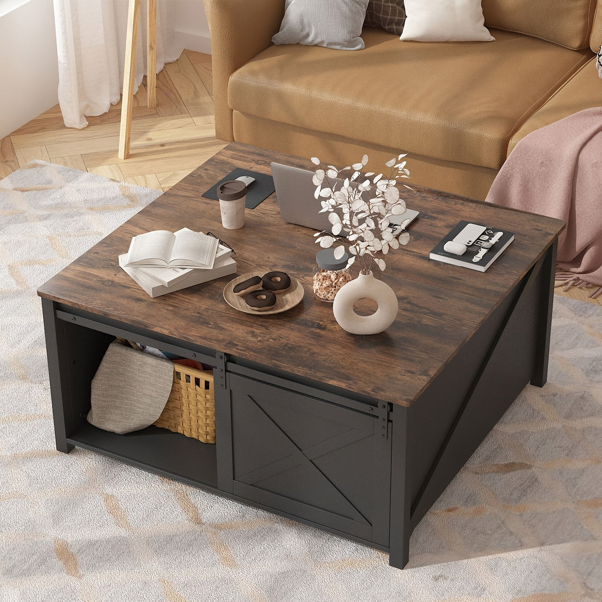 lift top coffee table storage square wood coffee tables - Temu