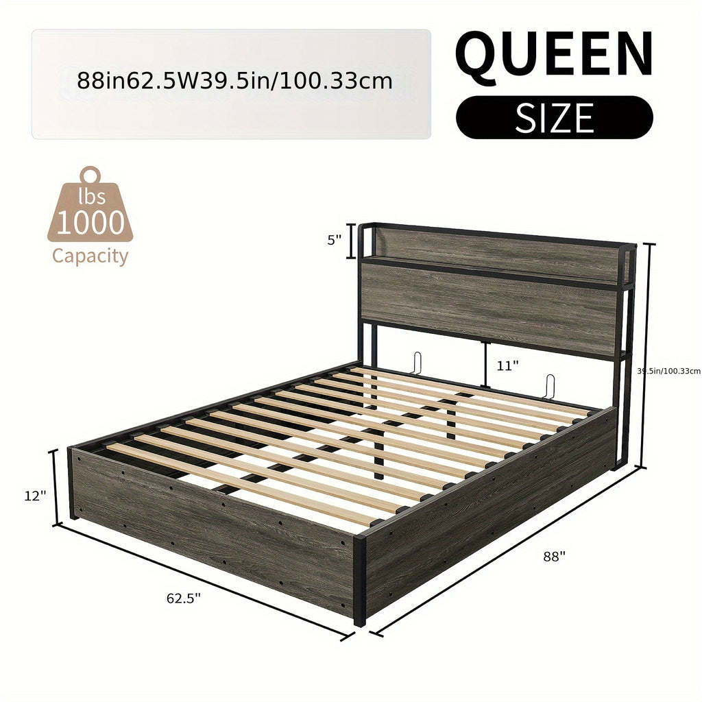full queen king size lift storage bed wood platform bed - Temu