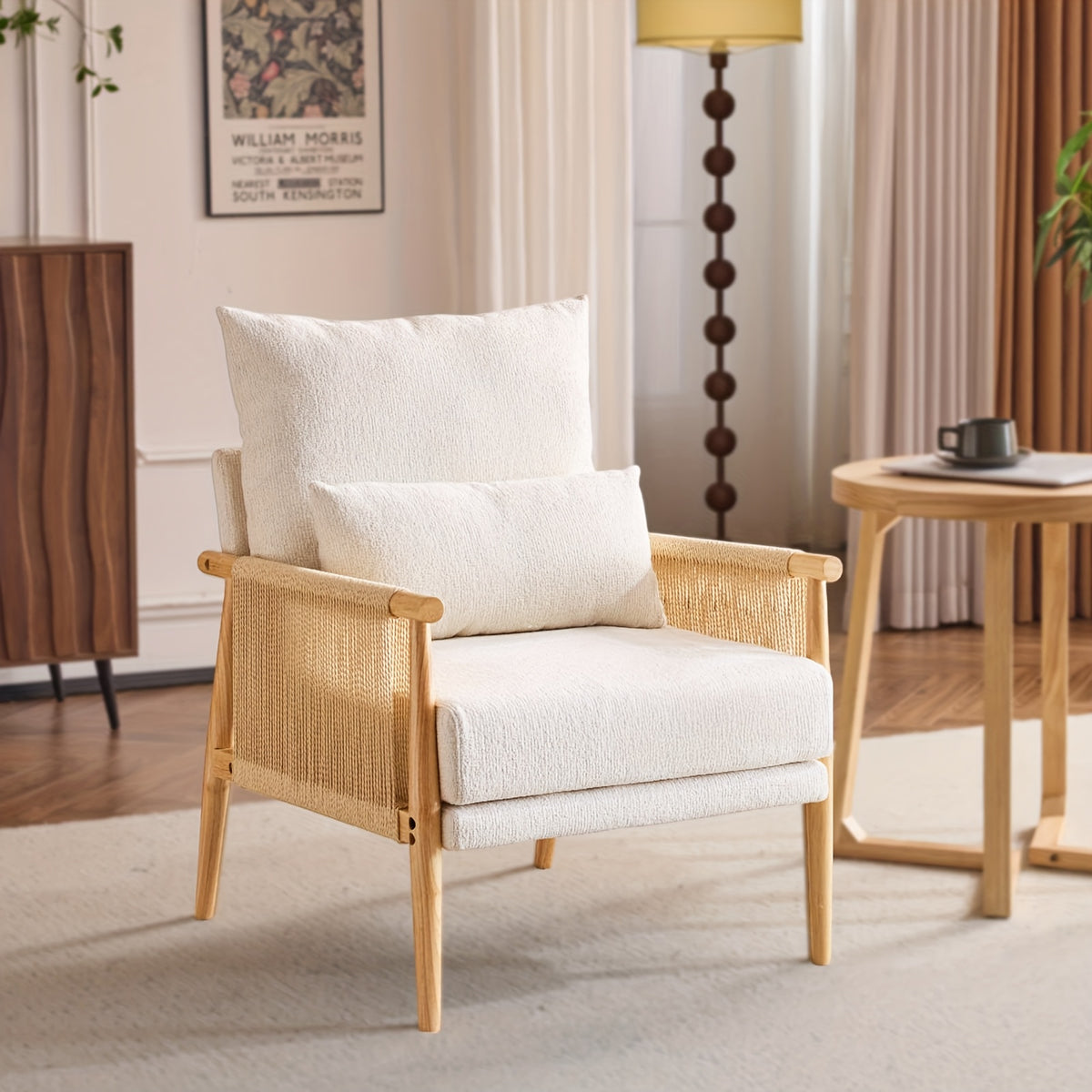 century modern accent chair solid wooden armrests - Temu
