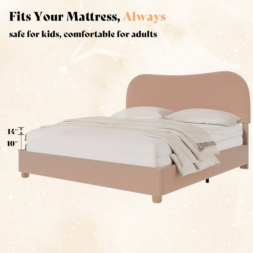 upholstered boucle bed frame adjustable headboard   - Temu
