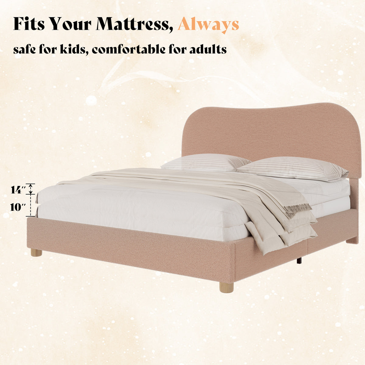 upholstered boucle bed frame adjustable headboard   - Temu