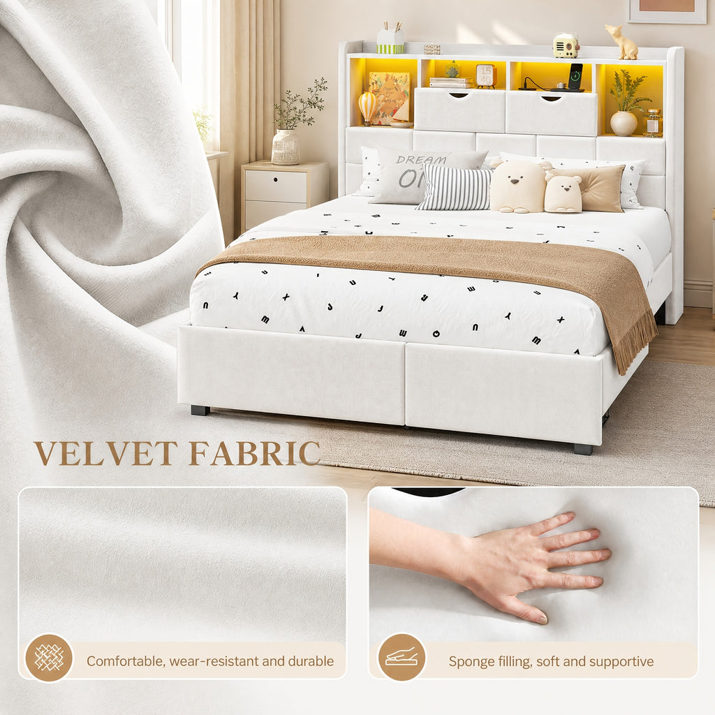 storage bed frame full queen king padded upholstered - Temu
