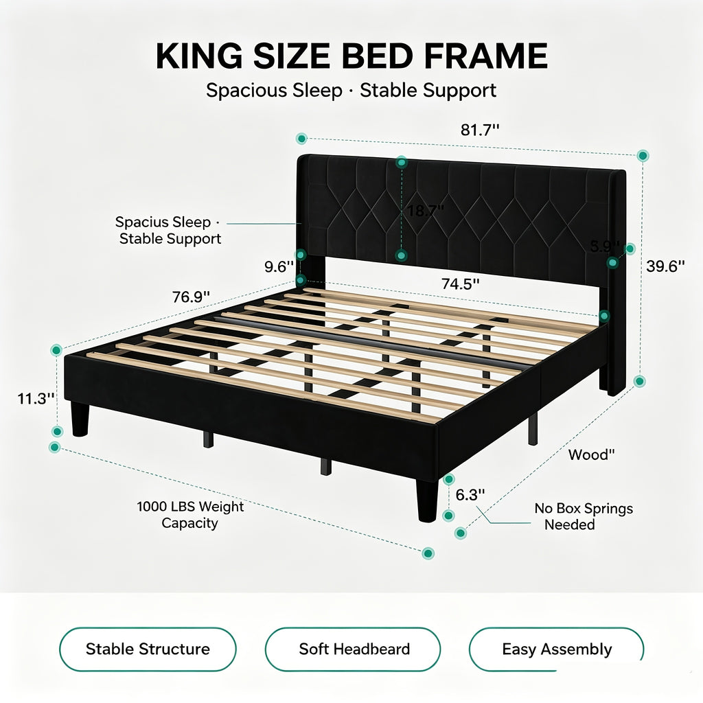 beige linen upholstered bed frame geometric tufted headboard - Temu