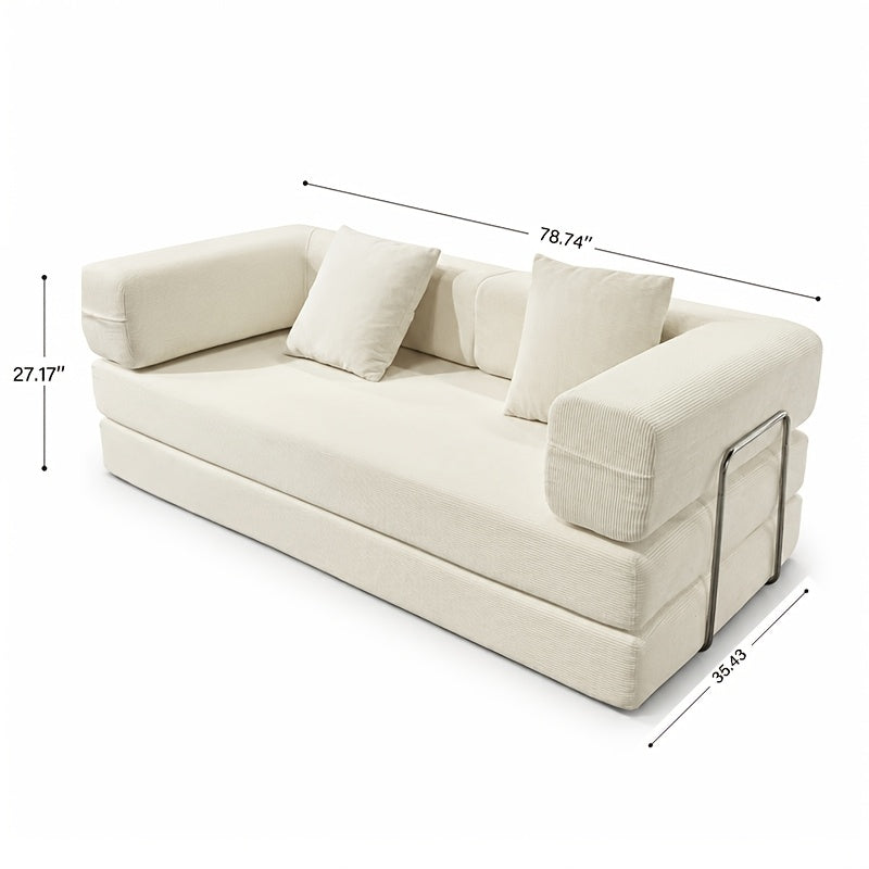 lazy corduroy convertible floor sofa bed pillow back armrest - Temu