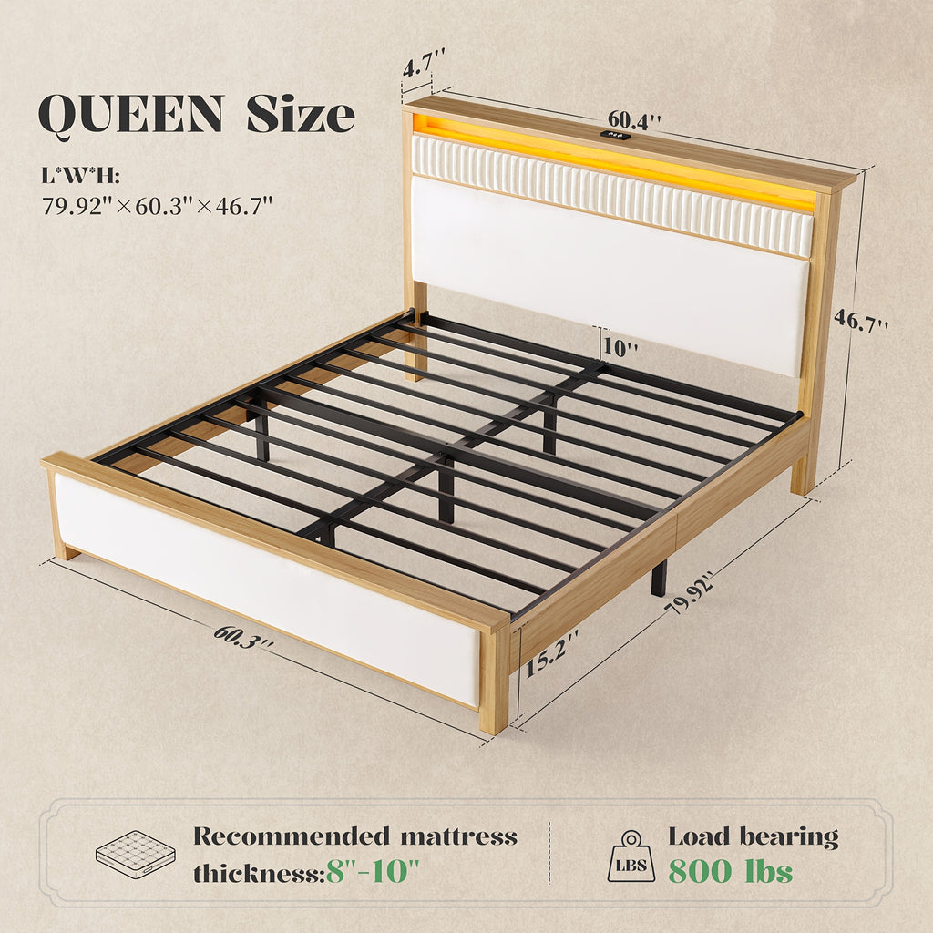 bed frame storage headboard shelf queen king size - Temu