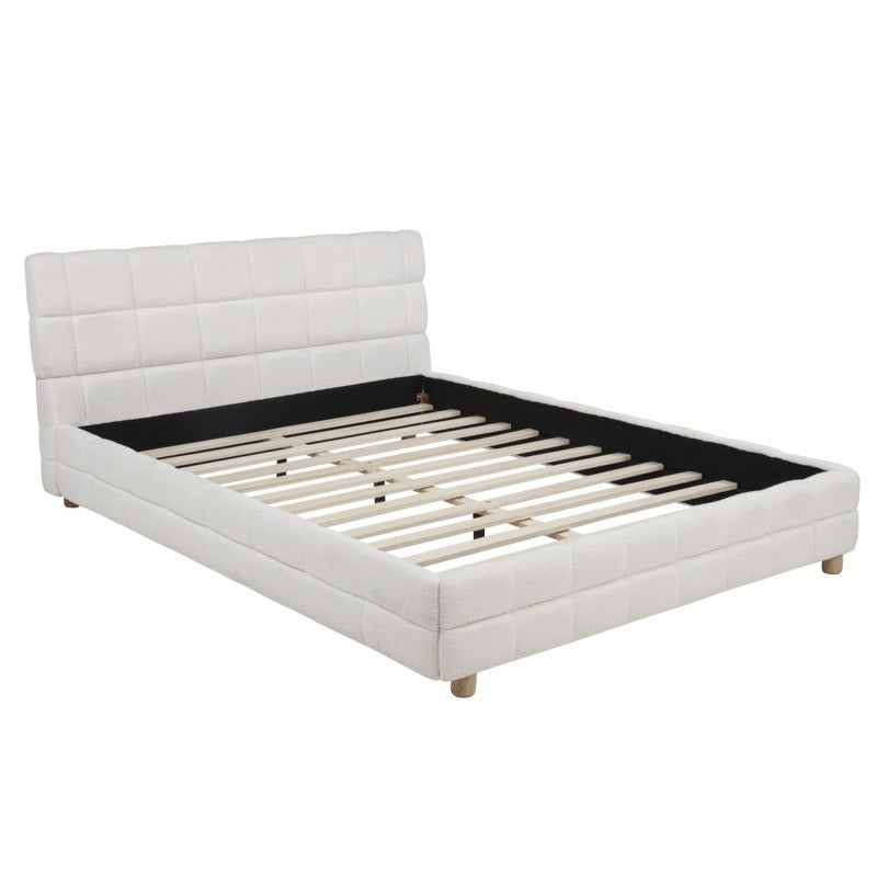 size platform bed frame soft fleece upholstery - Temu
