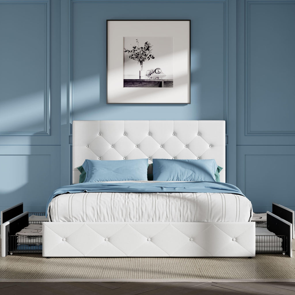 full queen king upholstered platform storage bed 4 - Temu