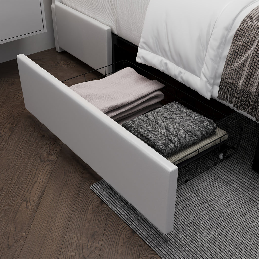 full size bed frame headboard storage drawers upholstered - Temu