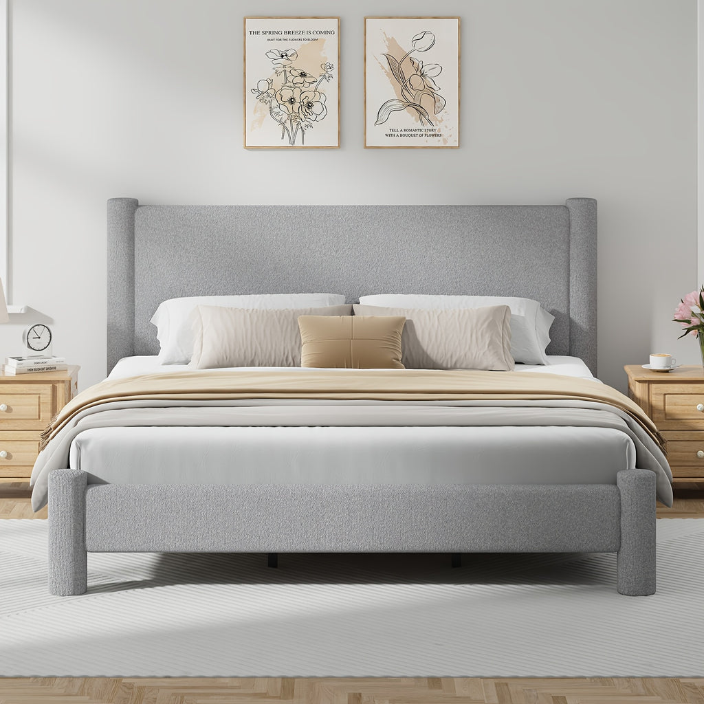 soft boucle upholstered bed frame headboard twin full queen - Temu