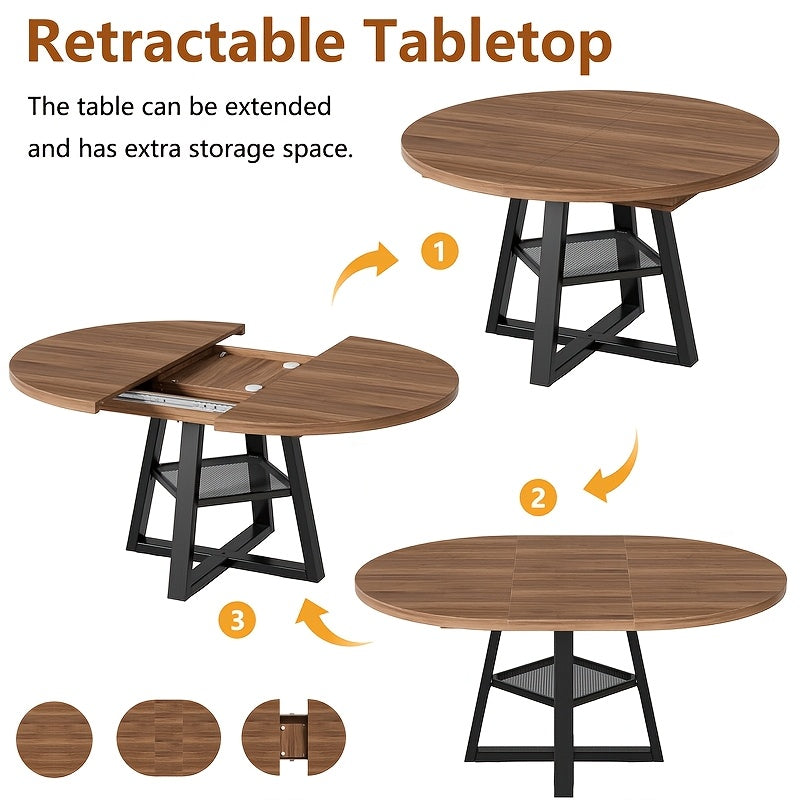 extendable dining table 4 8 modern round table removable - Temu