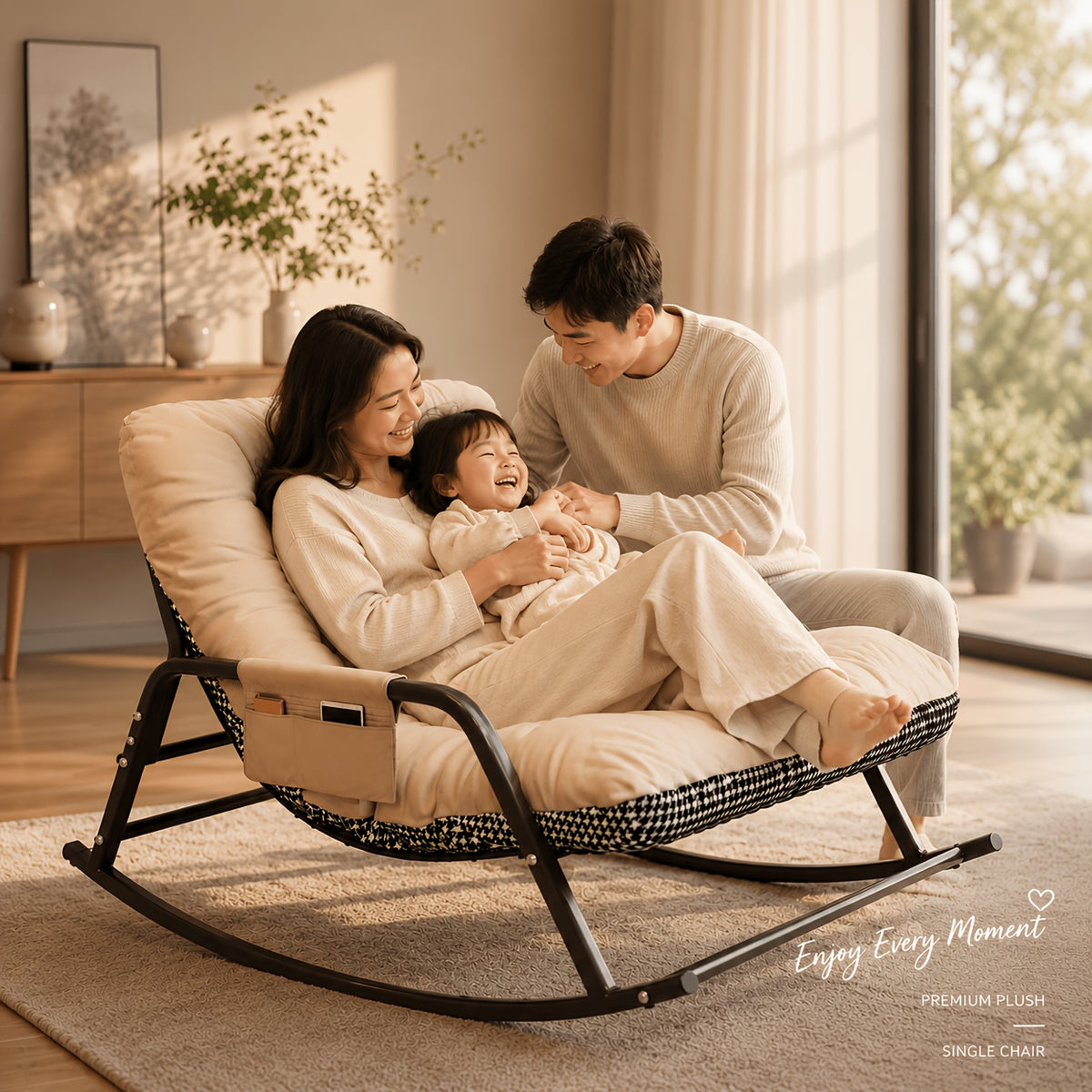 lazy rocking lounge chair soft padded recliner rocker chair - Temu
