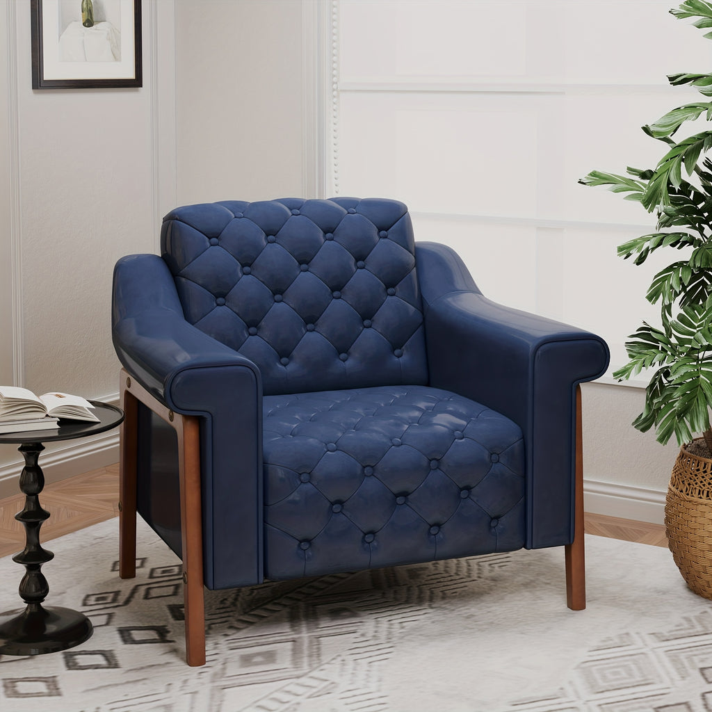 cozy accent chair faux leather modern living room chairs   - Temu