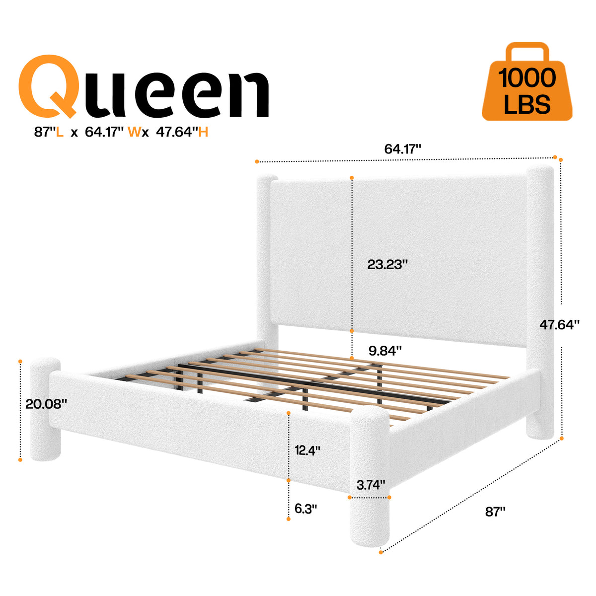 boucle upholstered bed frame platform bed gentle - Temu