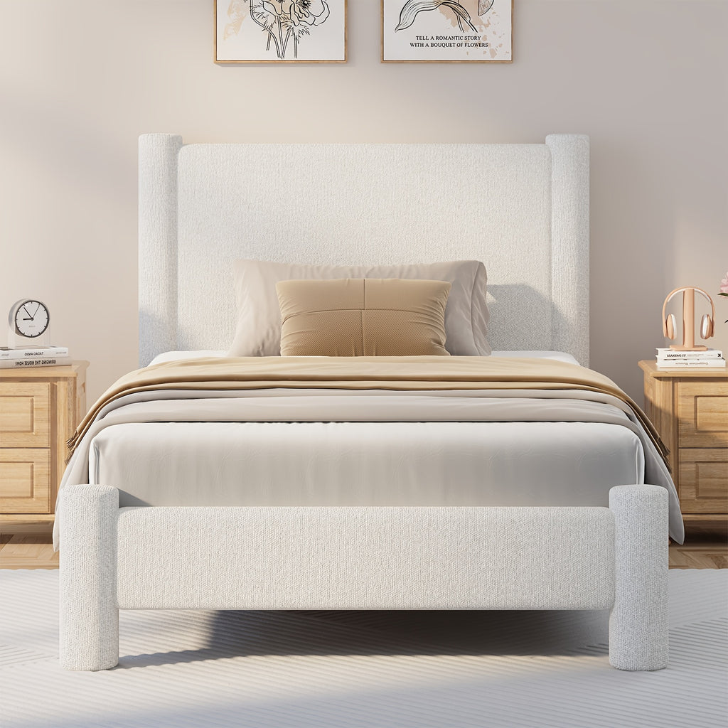 soft boucle upholstered bed frame headboard twin full queen - Temu