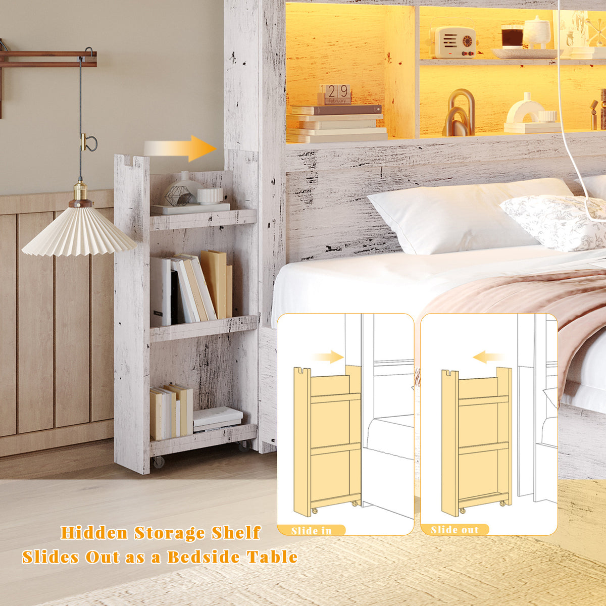 bed frame 49 6 inch bookcase headboard 4 drawers 2 - Temu