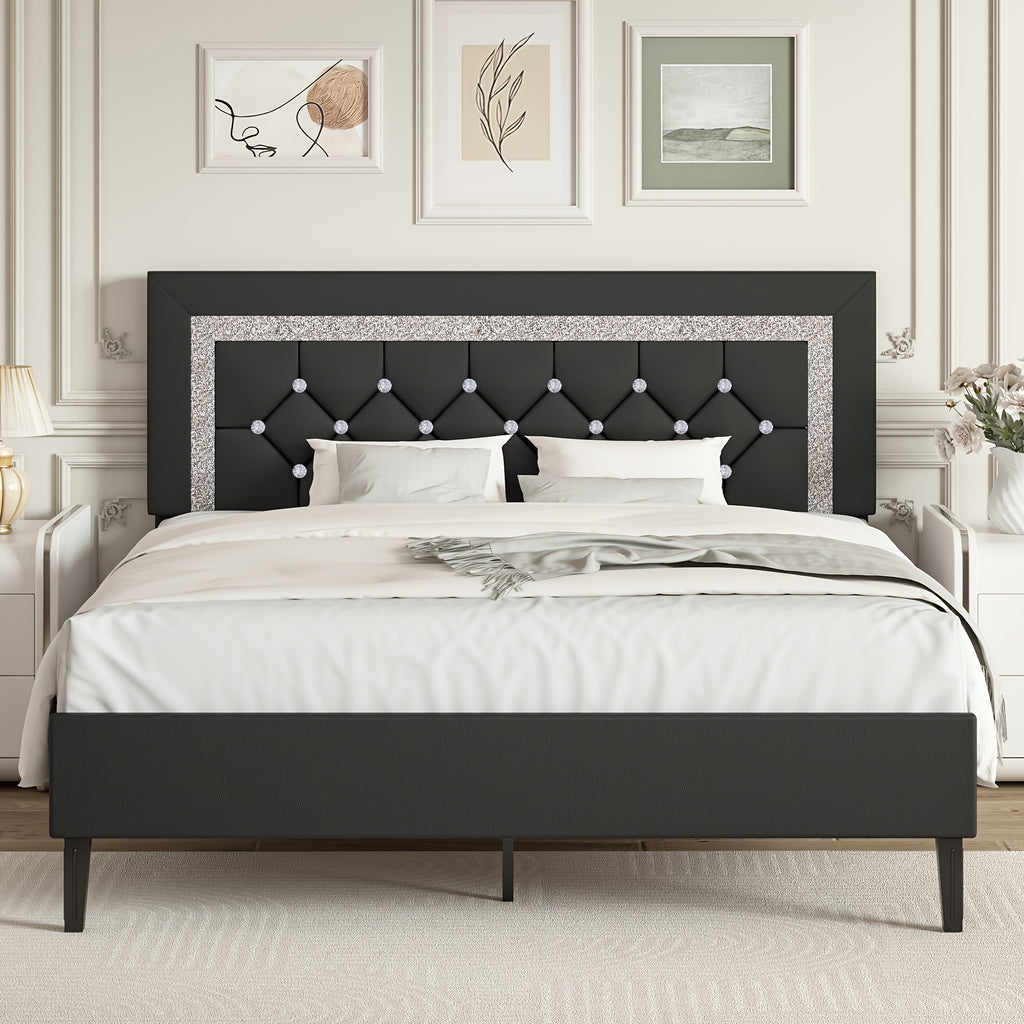 twin full queen size bed frame diamond headboard wood slats - Temu