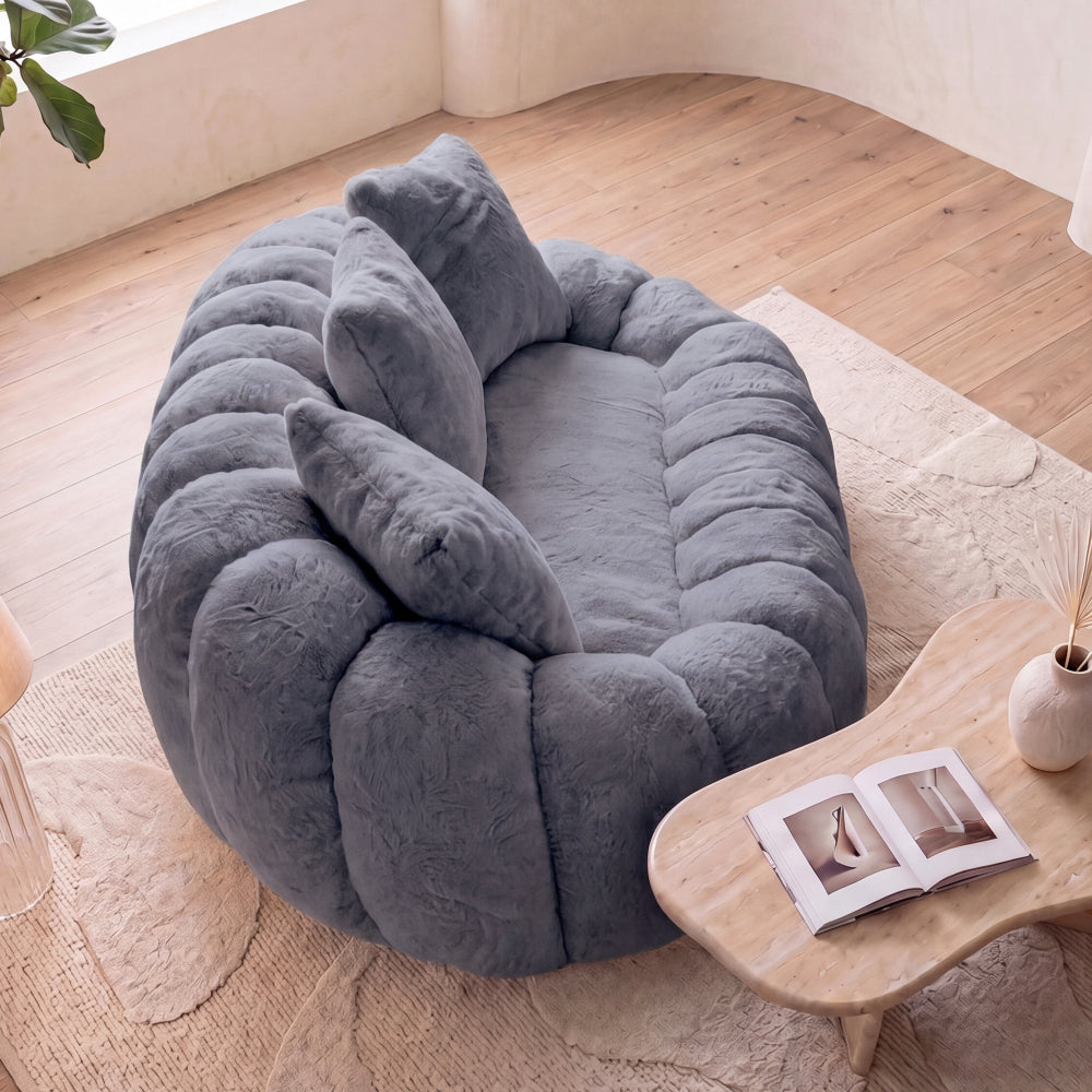 floral shaped sofa ultra soft faux fur sofa large living - Temu