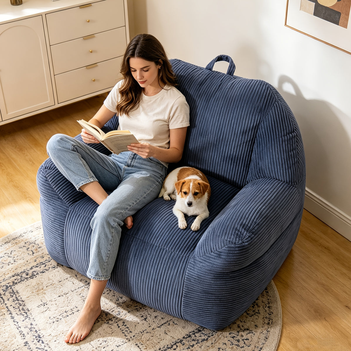 large bean bag chair sofa memory foam filler lounger - Temu