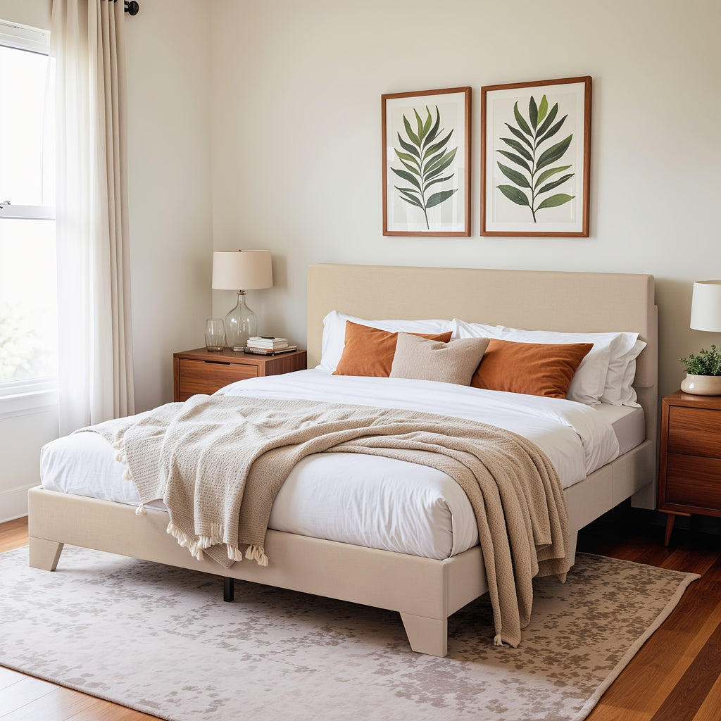 upholstered platform bed in full queen king sizes an - Temu