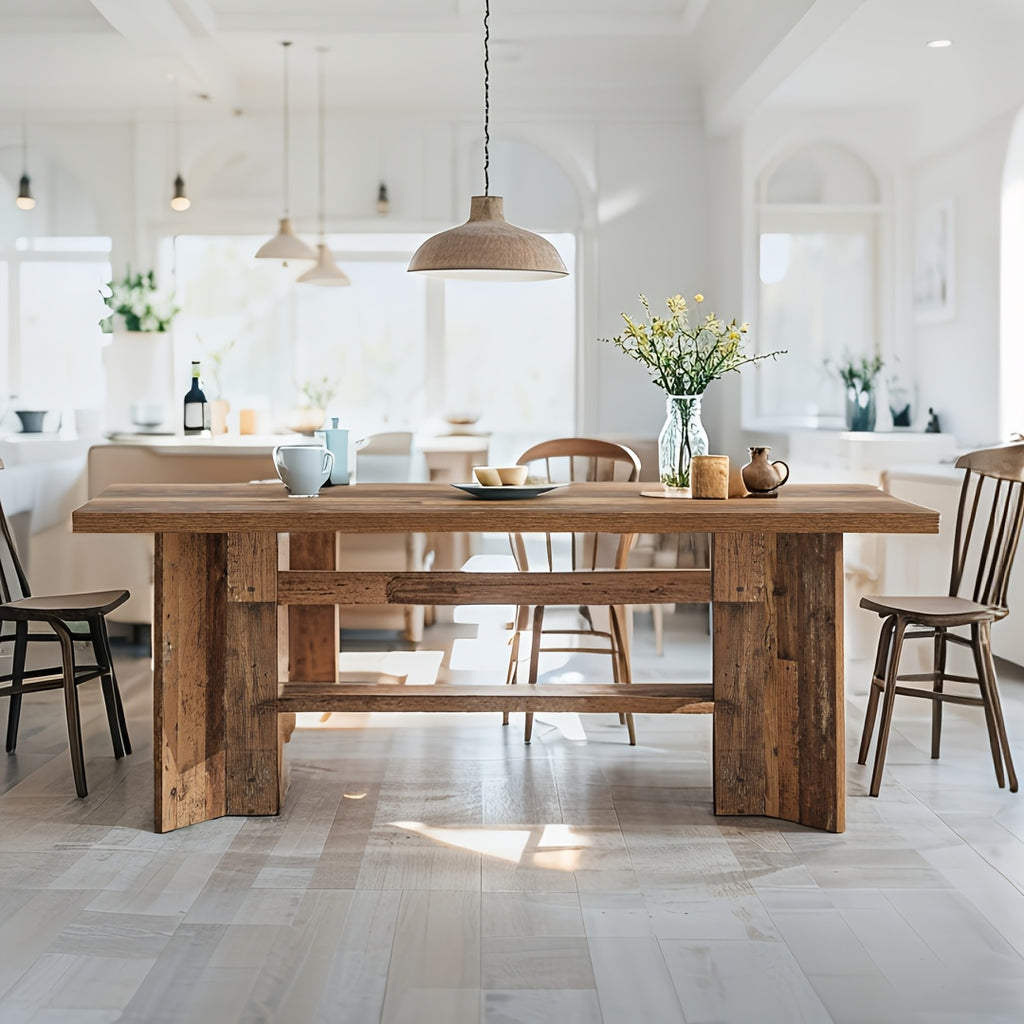 63 inch farmhouse dining table 4 6 people large rectangular - Temu