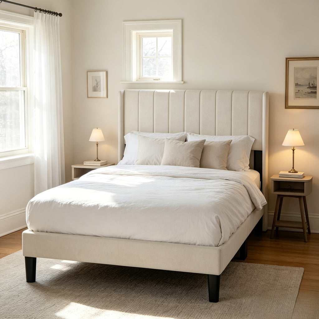 500 lbs capacity upholstered platform bed pu fleece fabric - Temu