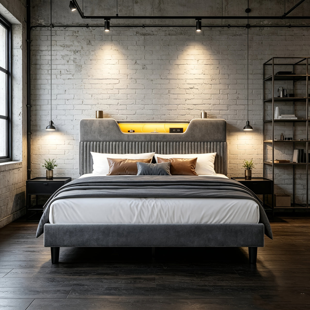 block hollow velvet bed frame led - Temu