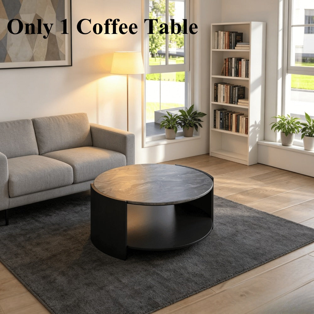 1pc modern round coffee table curved grey tabletop storage - Temu
