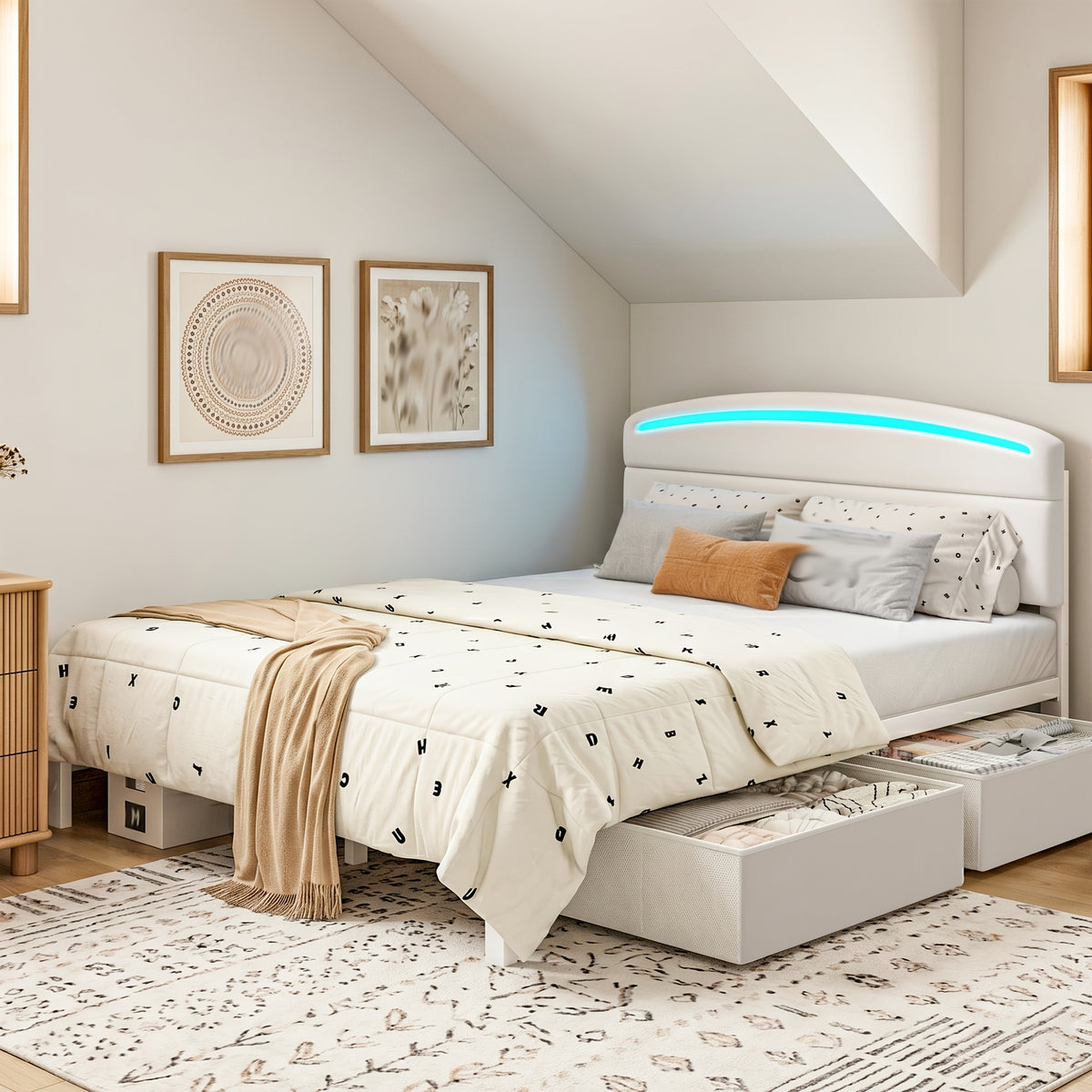 full queen king size bed frame storage charging station - Temu