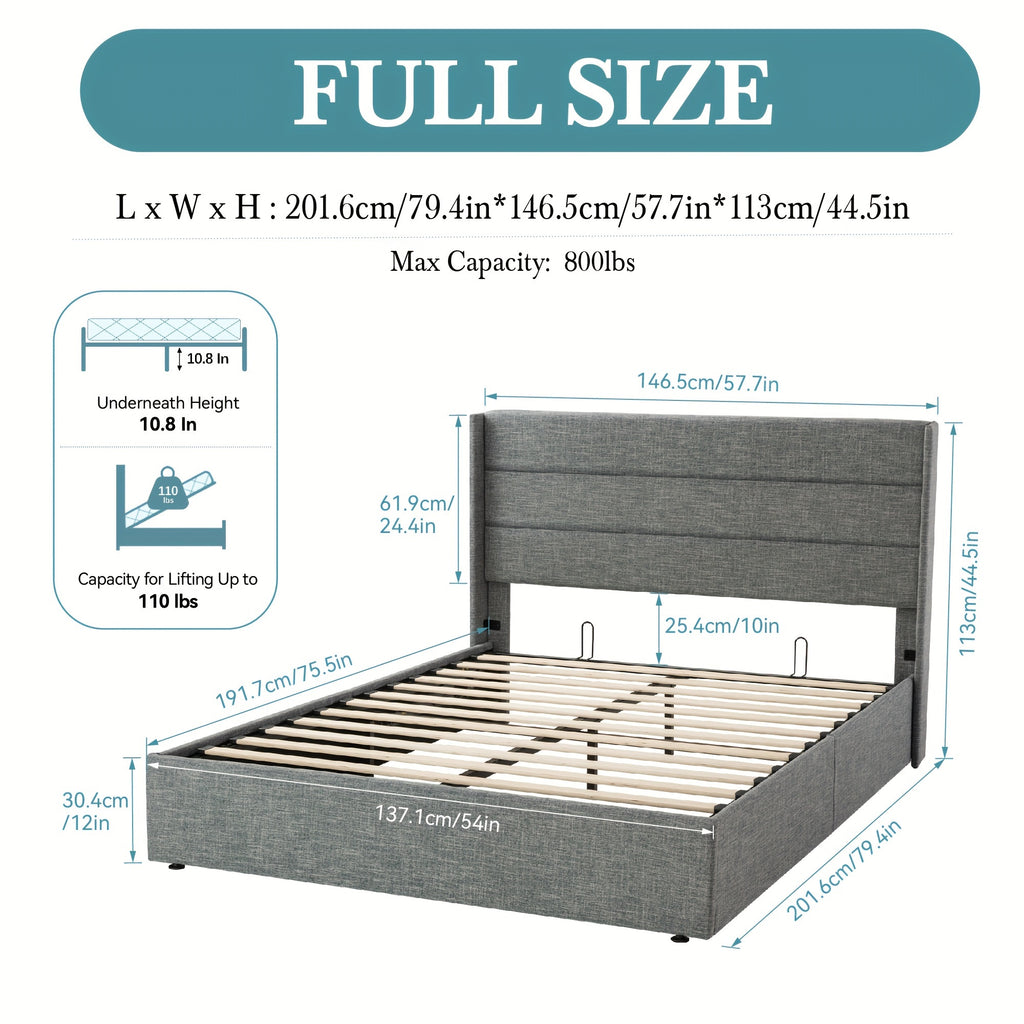 full queen king size lift storage upholstered - Temu