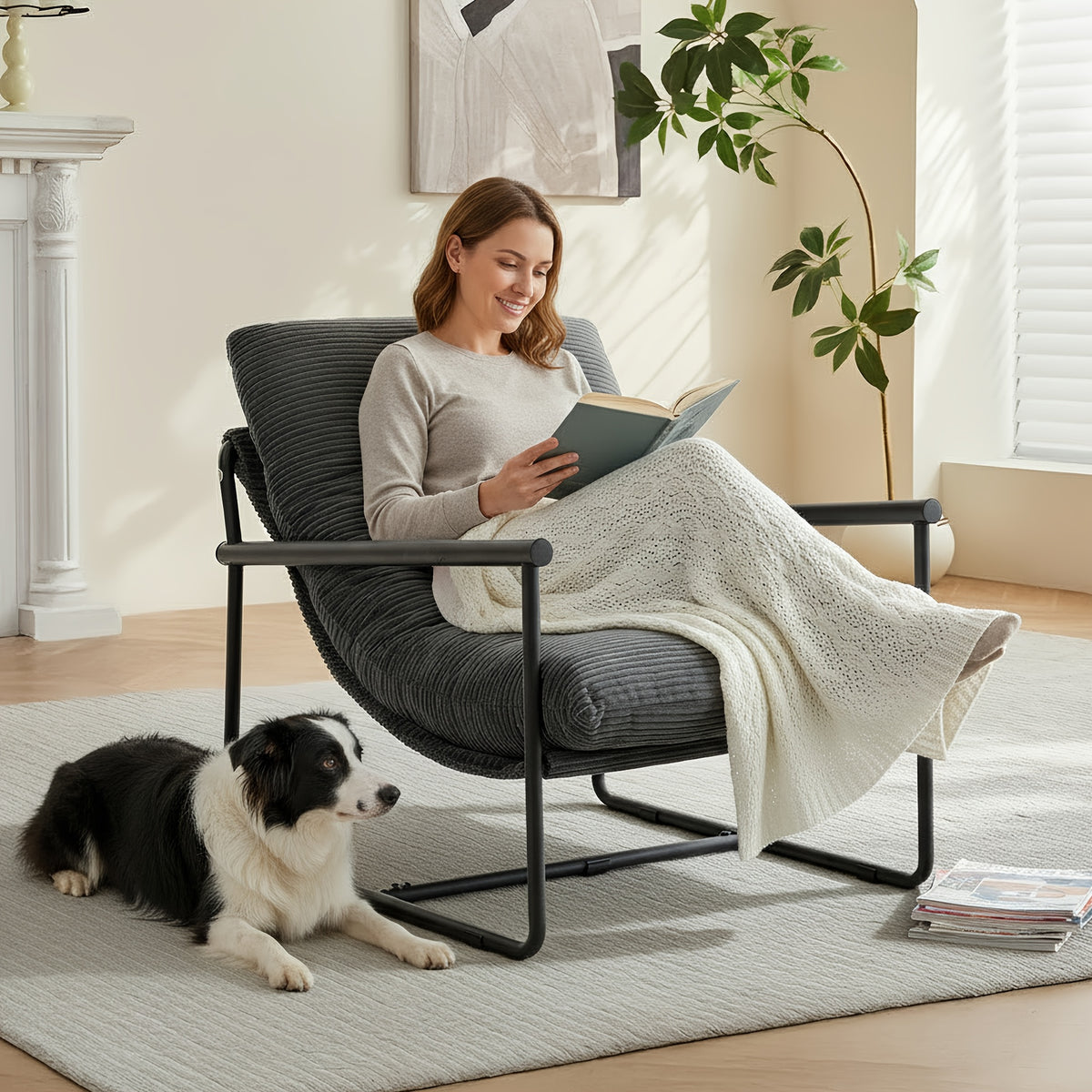 oversized corduroy accent lounge chair tufted thick padded - Temu