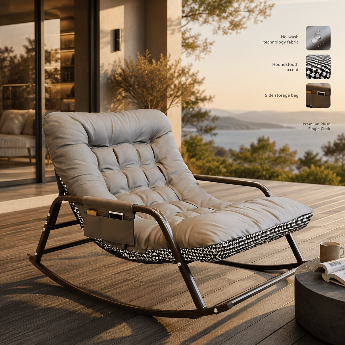 lazy rocking lounge chair soft padded recliner rocker chair - Temu